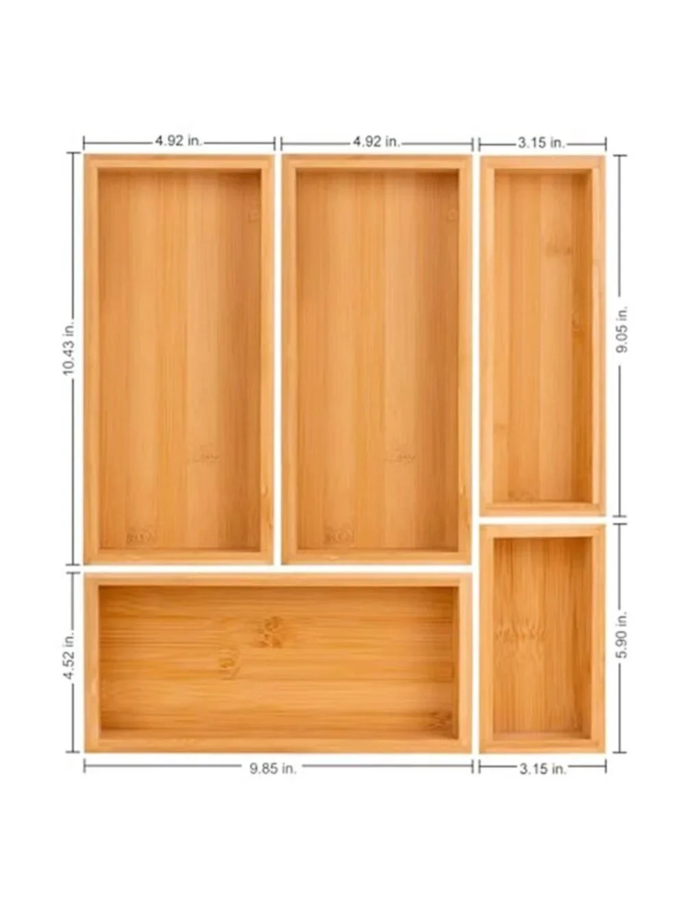 Bamboo Drawer Organizer 5 pcs Expandable Stackable Kitchen Utensil Desk Storage